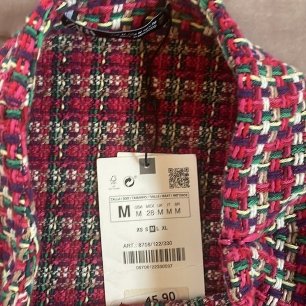 Zara Blogger Favorite NWT Tweed Textured Mini Skirt Size Medium Pink Y2K - Picture 4 of 11